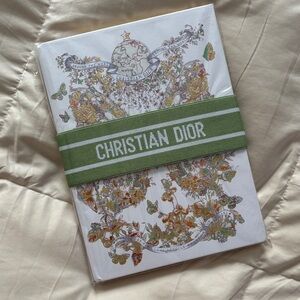 Dior Butterfly Journal White Art Print with Gold, Green & Orange Design